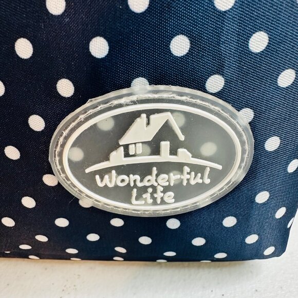 Small Blue Polka Dot Insulated Lunch Bag With Handles & Zipper Closure - Picture 7 of 11